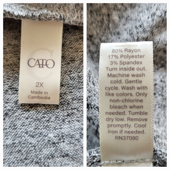 CATO Gray Heathered Oversize Waterfall Coverup Tunic - Size 2X or 18/20W - Picture 7 of 8